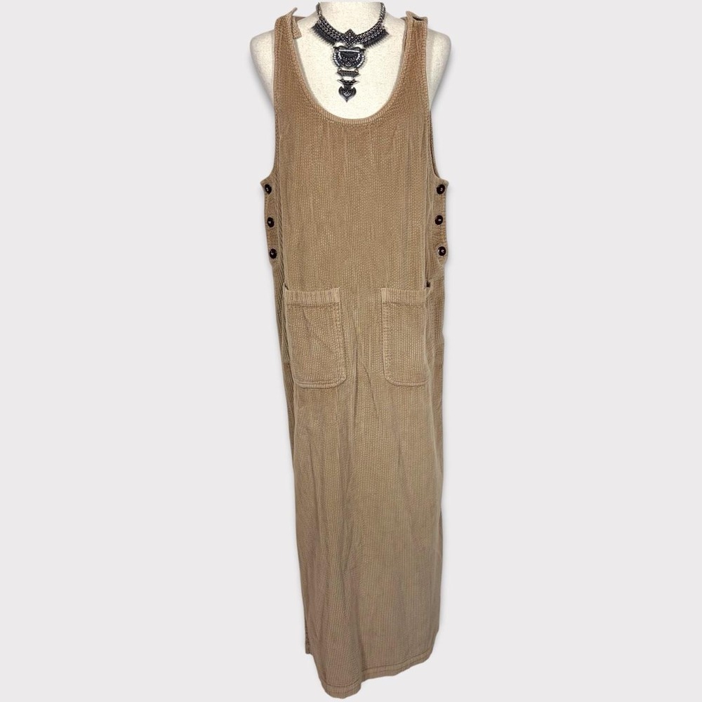 Kiko Comfortable Clothing Corduroy Jumper Maxi Dress Medium Boho Neutral Casual